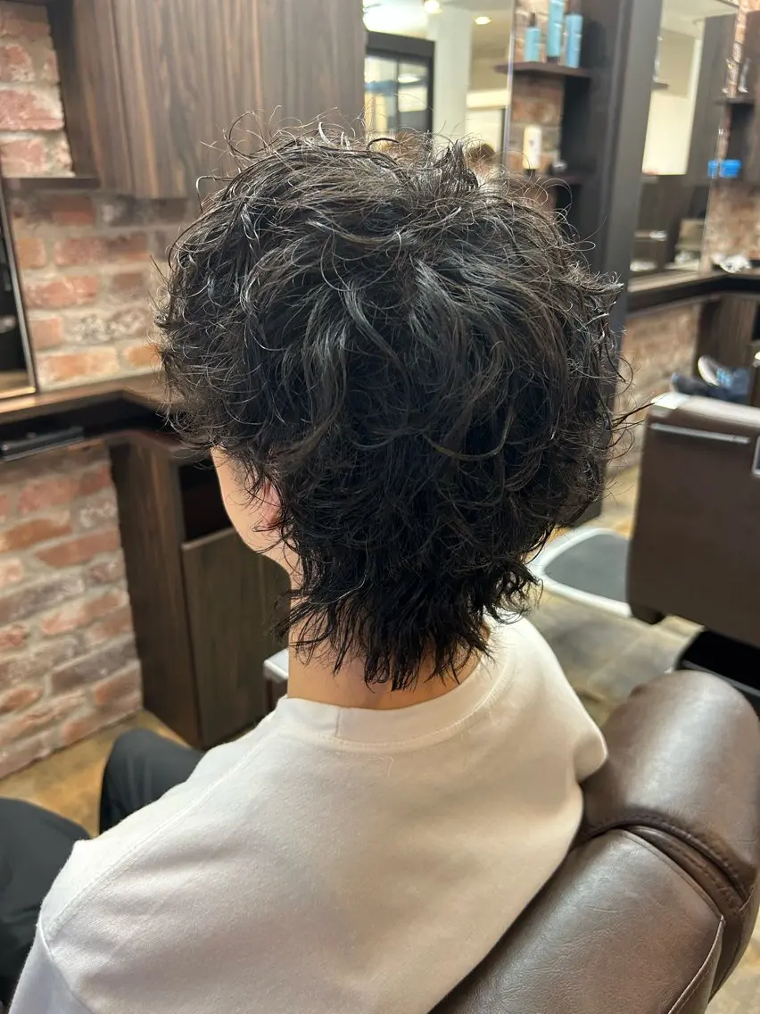 パーマ メンズ メンズパーマ メンズウルフカット ウルフカット 岡田 七海のヘアスタイル