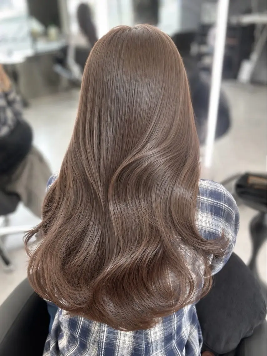 ロング カラー カット ヘアカラー トリートメント 心斎橋/ブリーチなし 髪質改善/レイヤーのヘアスタイル