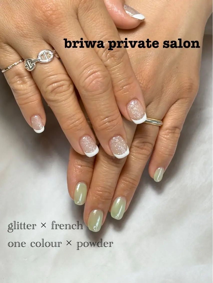 ネイル フレンチネイル ラメ(グリッター) Briwa✨nail 💅enoi ❤︎のネイルデザイン