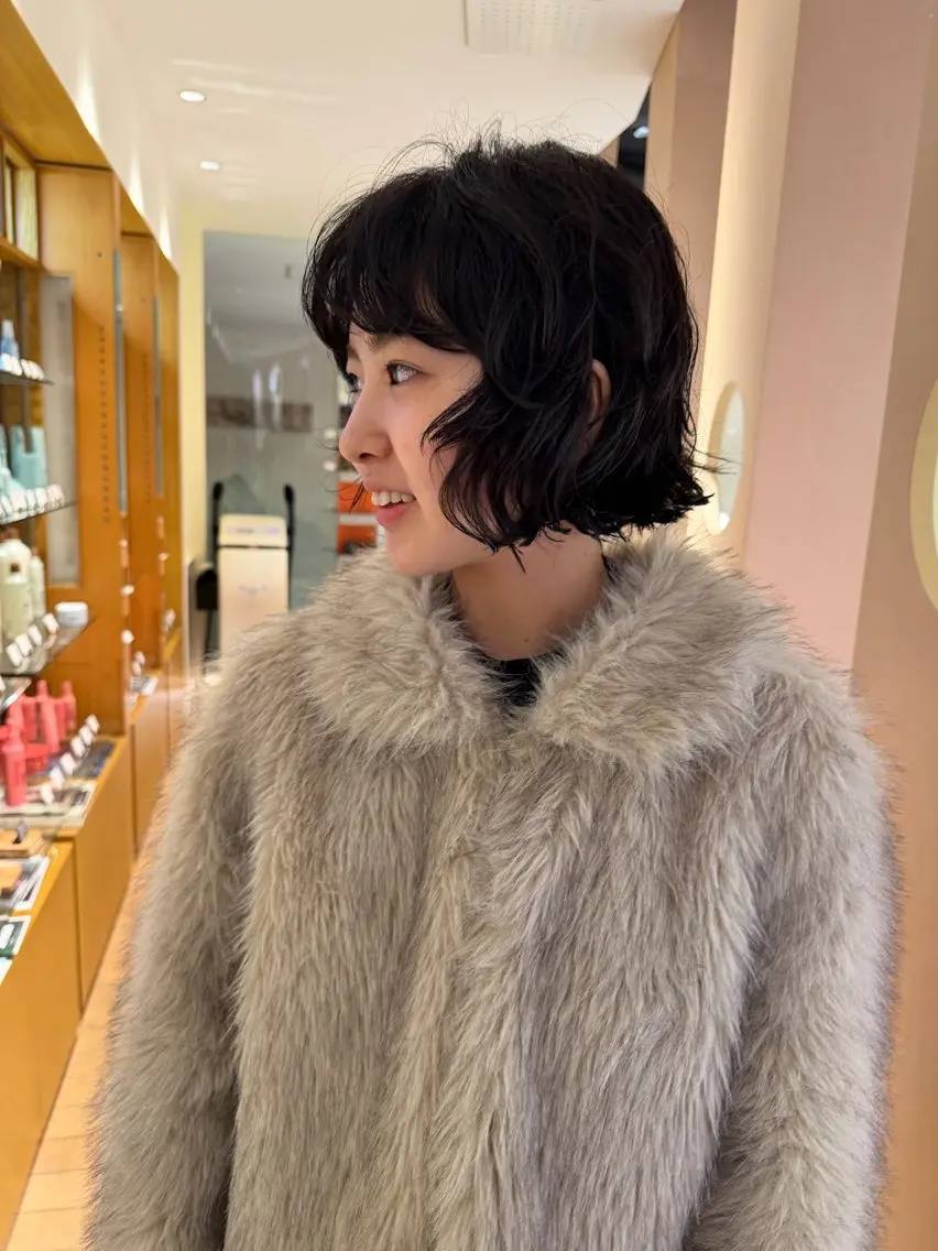 ショート パーマ ボブ 吉永 琴香のヘアスタイル