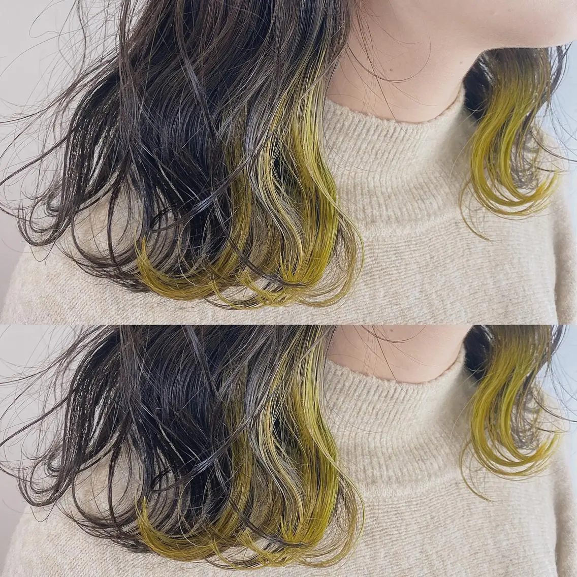 ミディアム イエローカラー カット ヘアカラー 上川 開生のヘアスタイル