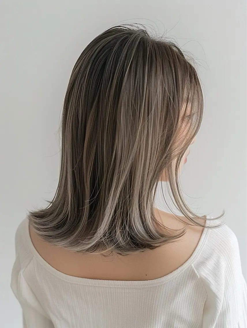 セミロング カラー カット 縮毛矯正 トリートメント ワンカールレイヤー 顔周り☺︎shunのヘアスタイル