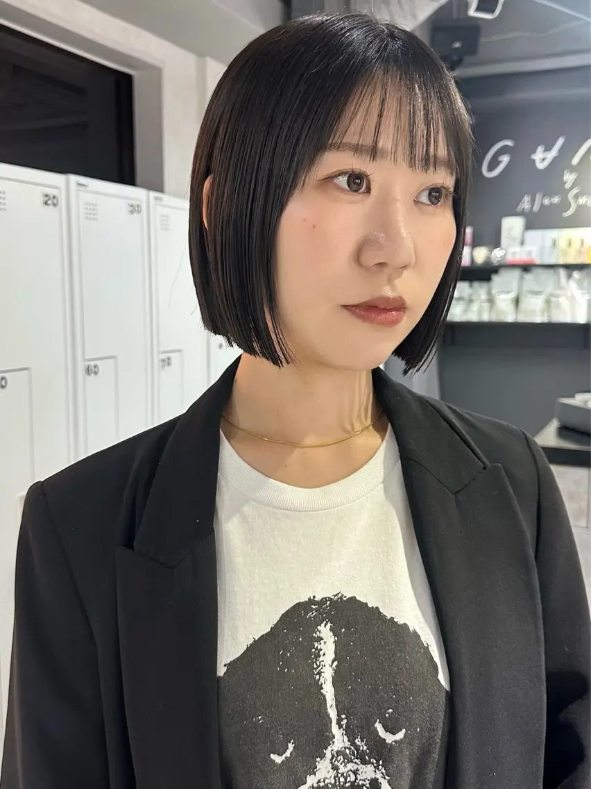 ショート カラー ボブ 髪質改善 縮毛矯正 カット ヘアカラー 縮毛矯正 トリートメント 縮毛矯正×ボブ職人 【圧倒的朝楽ボブ】のヘアスタイル