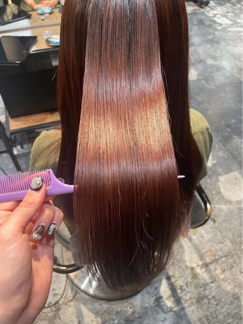セミロング ヘアカラー トリートメント あべ りおのヘアスタイル