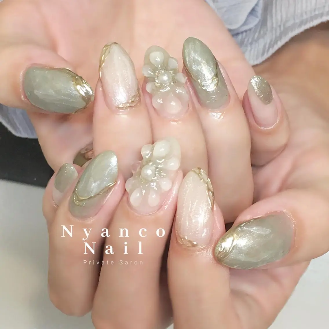 ネイル フラワーネイル ジェルネイル ニュアンスネイル ぷっくりネイル 夏ネイル Nyanco Nailのネイルデザイン