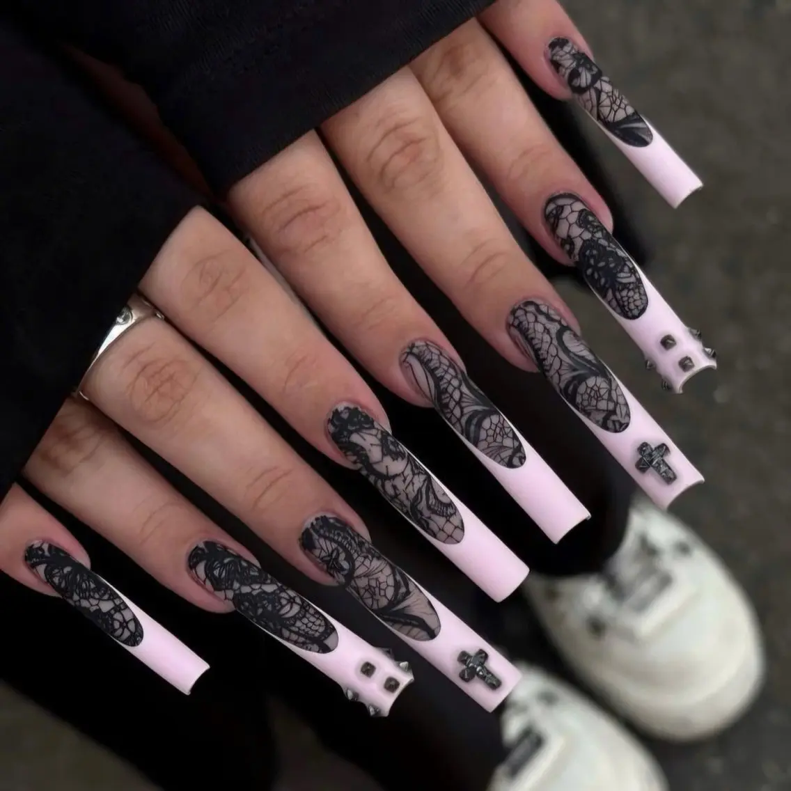 ネイル ジェルネイル 韓国ネイル レース ロングネイル スカルプネイル ハンドネイル Umee Nailのネイルデザイン
