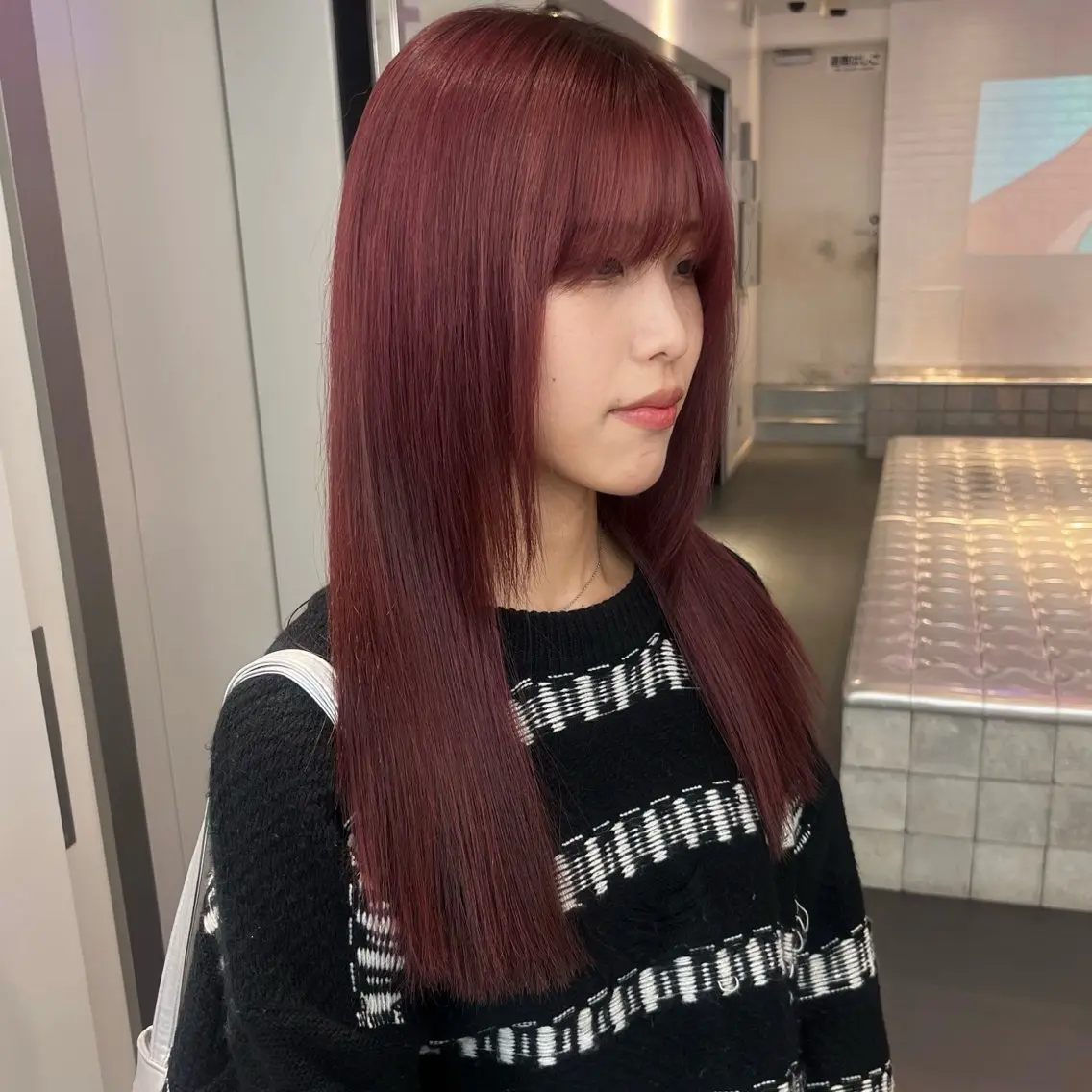ミディアム カラー レッドカラー ヘアカラー トリートメント 🍒暖色✖️レイヤー ／Haruna🍒のヘアスタイル