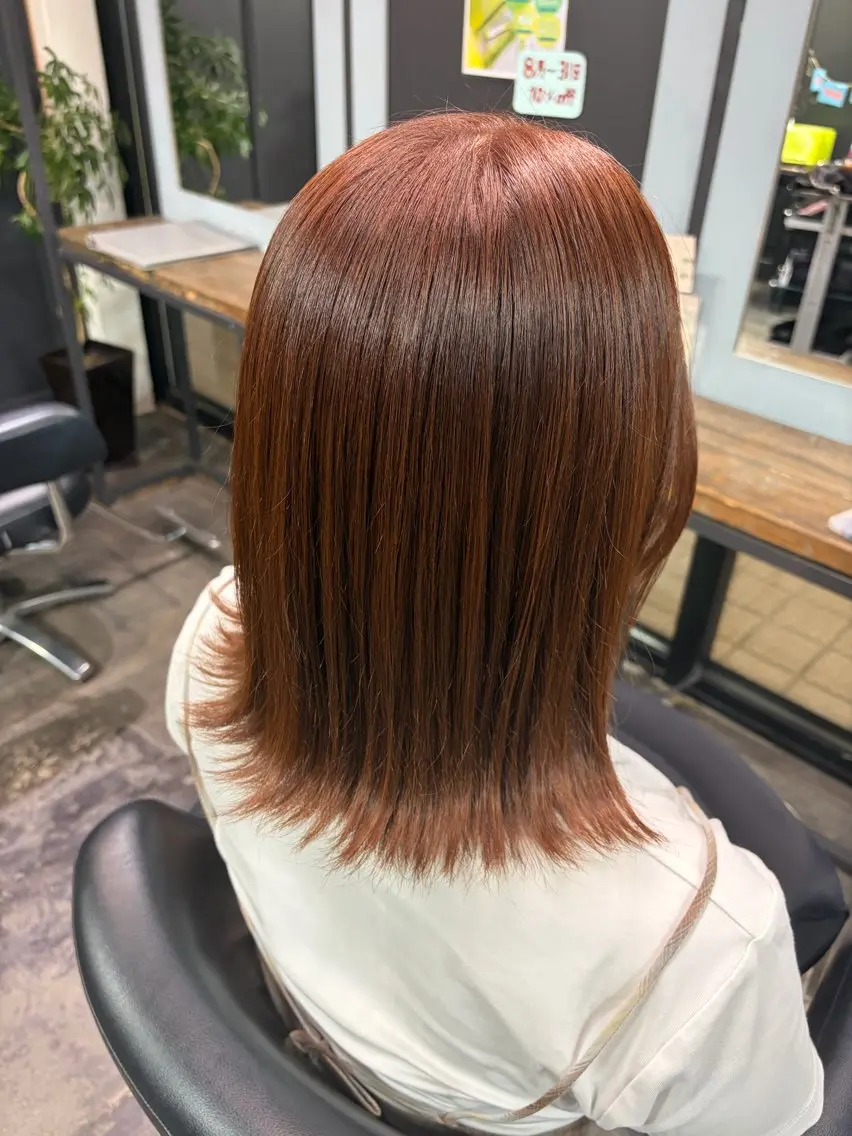 ミディアム オレンジブラウン 中井 菜々香のヘアスタイル