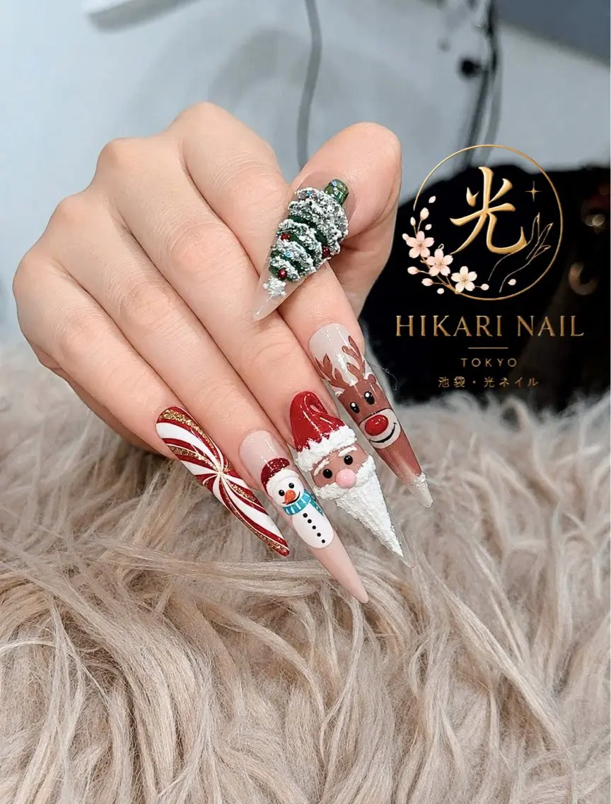 ネイル チークネイル 長さ出し フレンチネイル ガーリー ハロウィン ハンドネイル HikariNail Ikebukuroのネイルデザイン