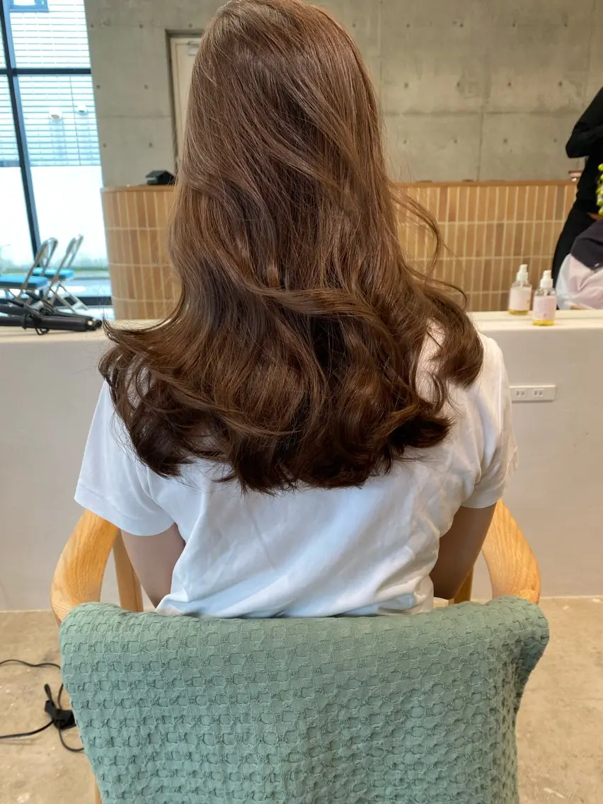セミロング カラー カット ヘアカラー トリートメント Saki/レイヤー/ 柔色カラー/顔まわりのヘアスタイル