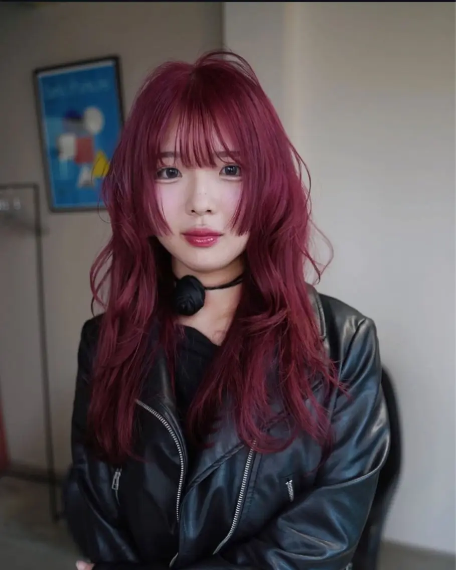 【大人っぽワインレッド🌹】リタッチ×カラー ミニモ学割 暖色カラーの写真
