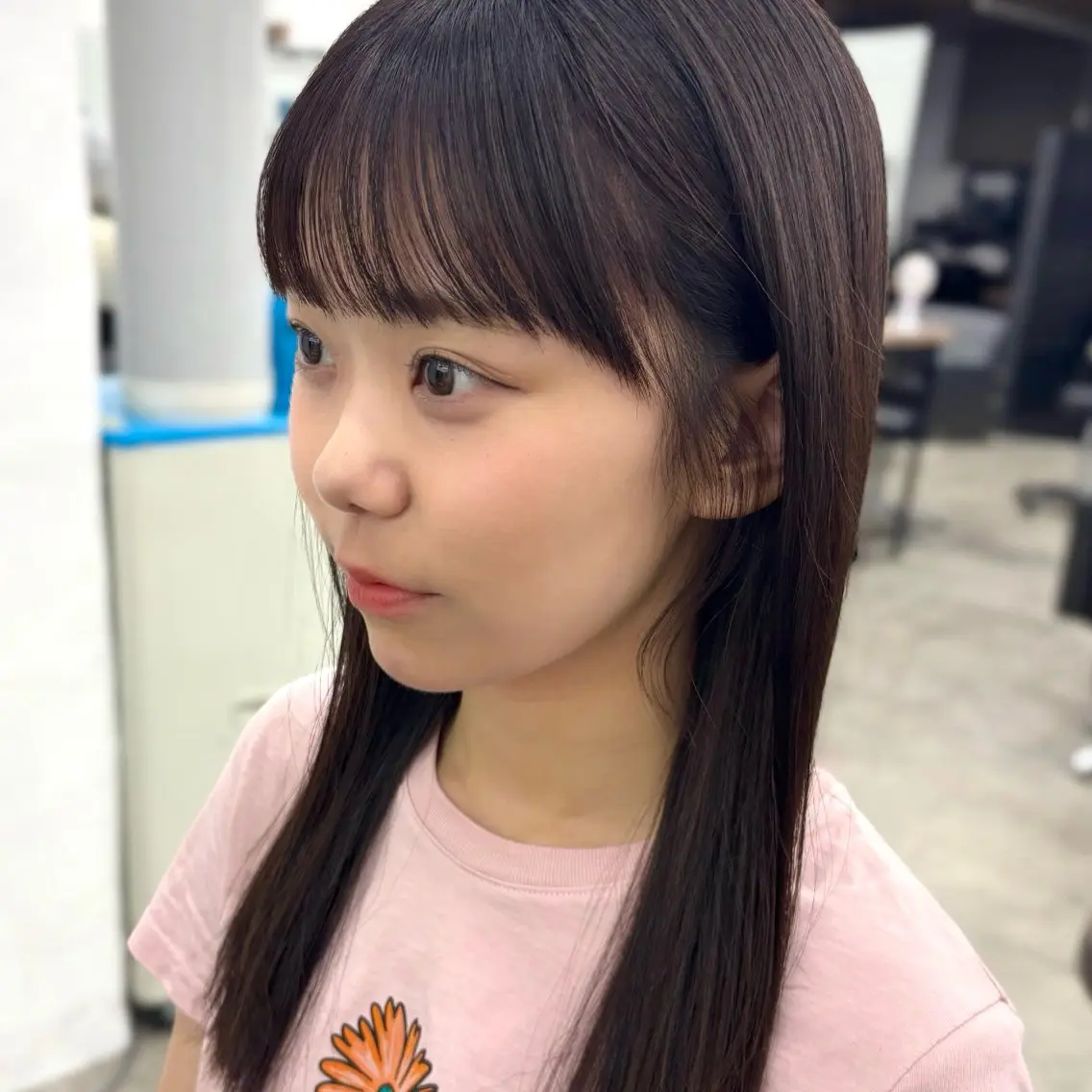 セミロング カラー パーマ ブラウンカラー 似合わせカット 縮毛矯正 顔まわり🥨レイヤー /透明感/水口舞奈のヘアスタイル