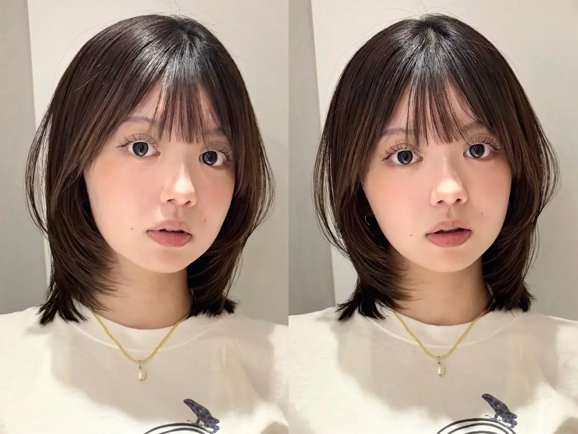 ミディアム カラー カット ヘアカラー -みつま はるな-のヘアスタイル