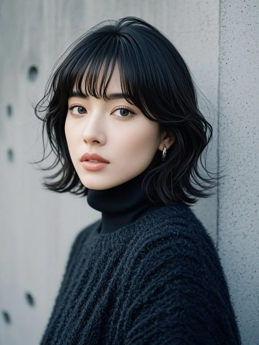 ミディアム ショートボブ ミディアムレイヤー ミディアムパーマ アッシュ ボブ カット ヘアカラー ウルフカット 811 大阪梅田 ウルフのヘアスタイル