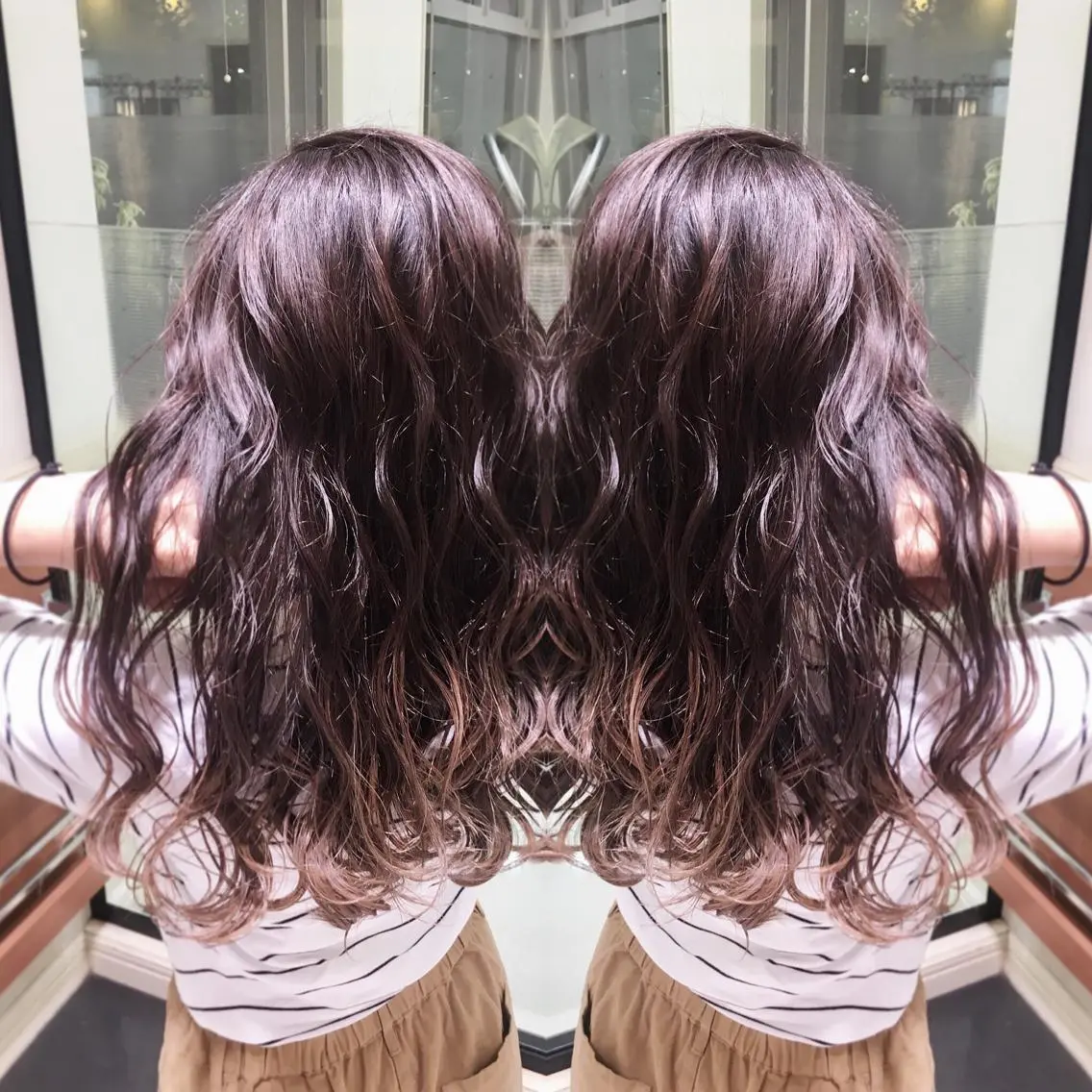 ロング カラー グレージュ ハイライトカラー ハイライト カット ヘアカラー ブリーチ/バレイヤ ージュ川端裕司のヘアスタイル