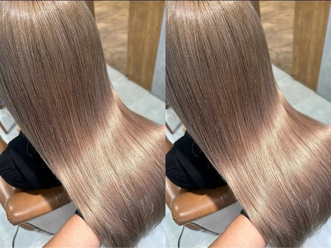 ロング カラー ベージュカラー ブリーチ ミルクティーベージュ ピンクカラー ANKH CROSS ゆうかのヘアスタイル
