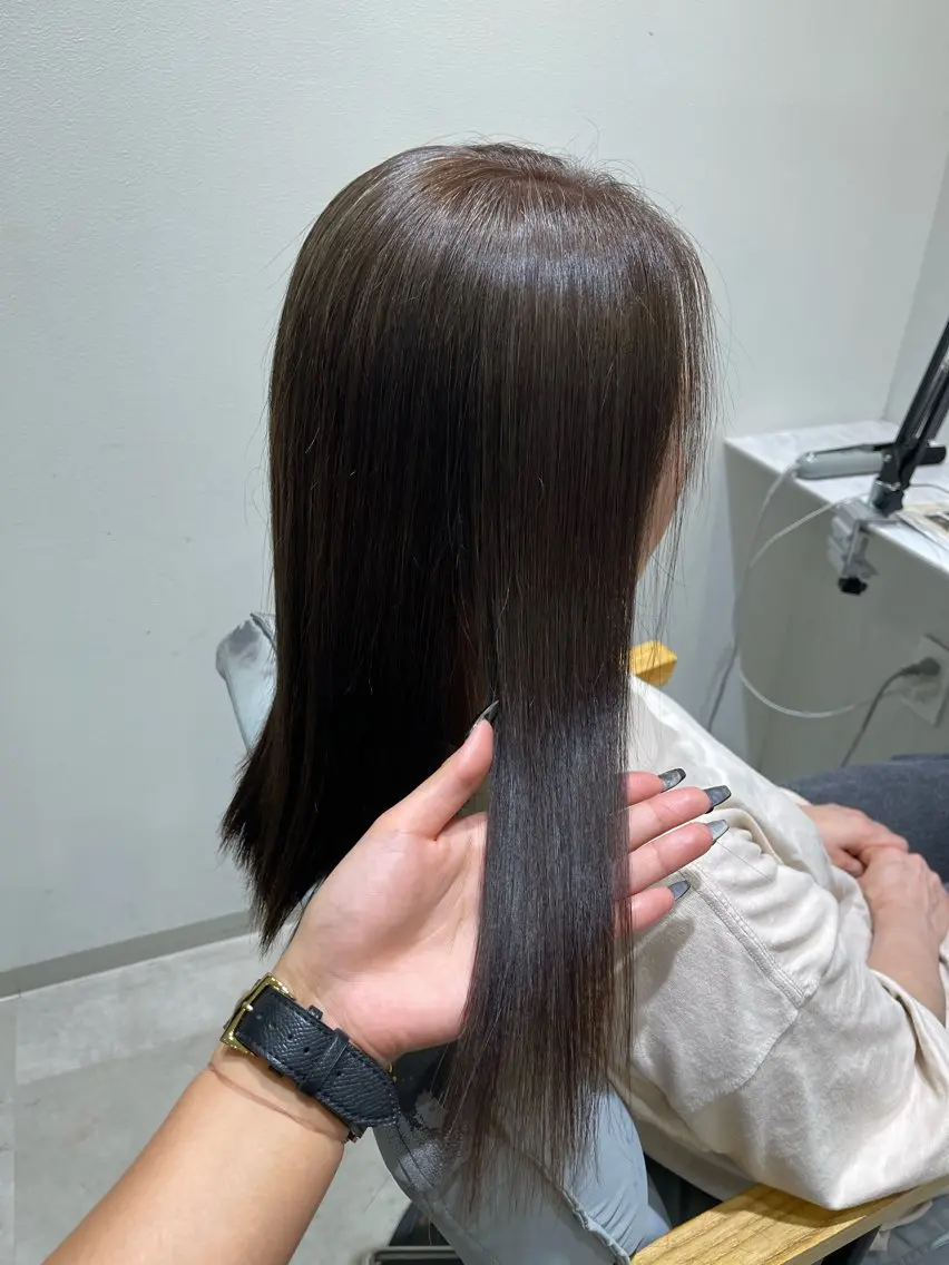 カラー 透明感カラー グレージュ 縮毛矯正 ヘアカラー 村瀬 遼のヘアスタイル