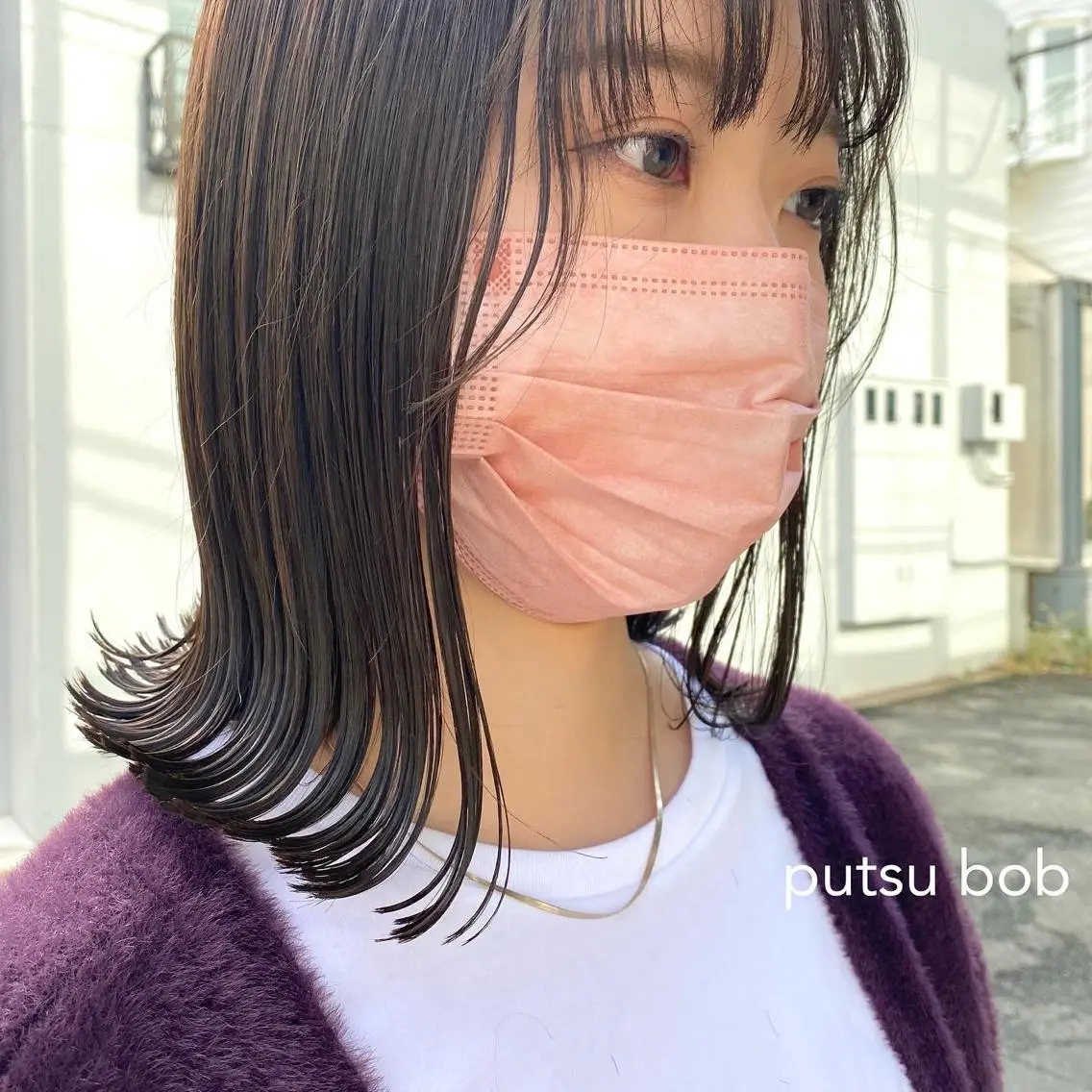 ミディアム 縮毛矯正ボブ&顔まわ レイヤー♡TOMOEのヘアスタイル