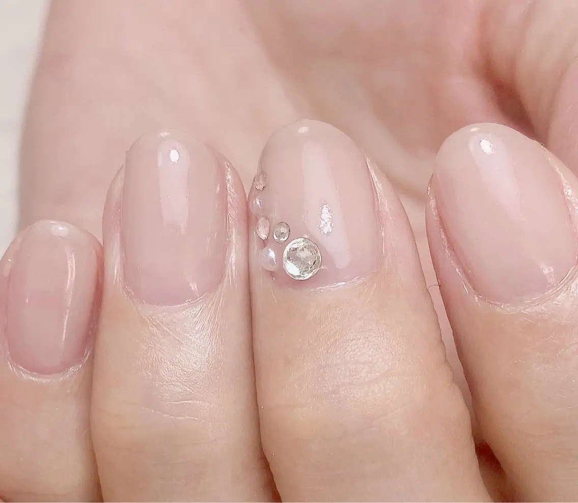 ネイル オフィスネイル シンプルネイル ストーンネイル ハンドネイル Nail Salon K 🧸美爪育成のネイルデザイン