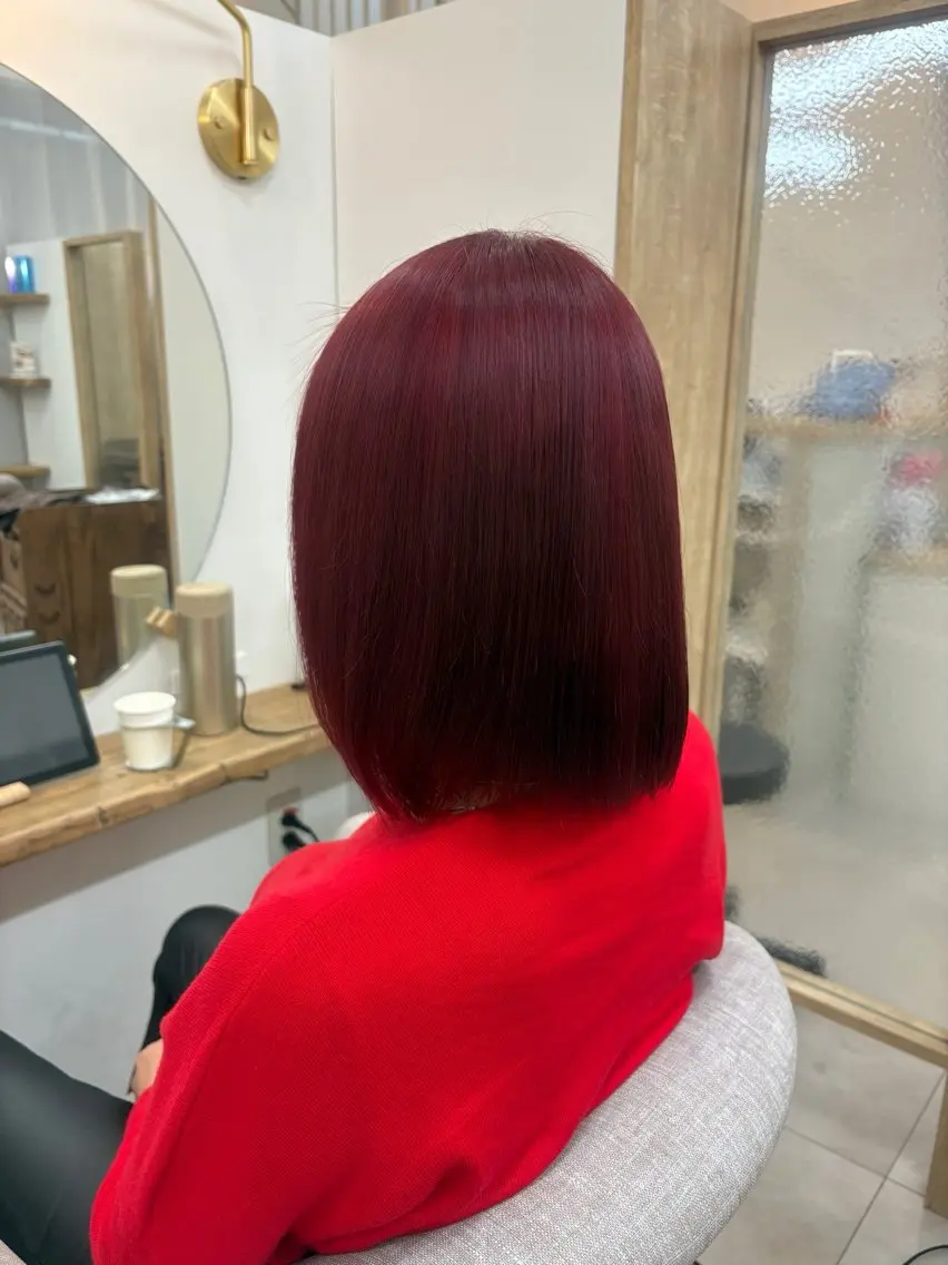 カラー ブリーチ ボルドーカラー ダブルカラー ブリーチなしカラー Haruka ハルカのヘアスタイル