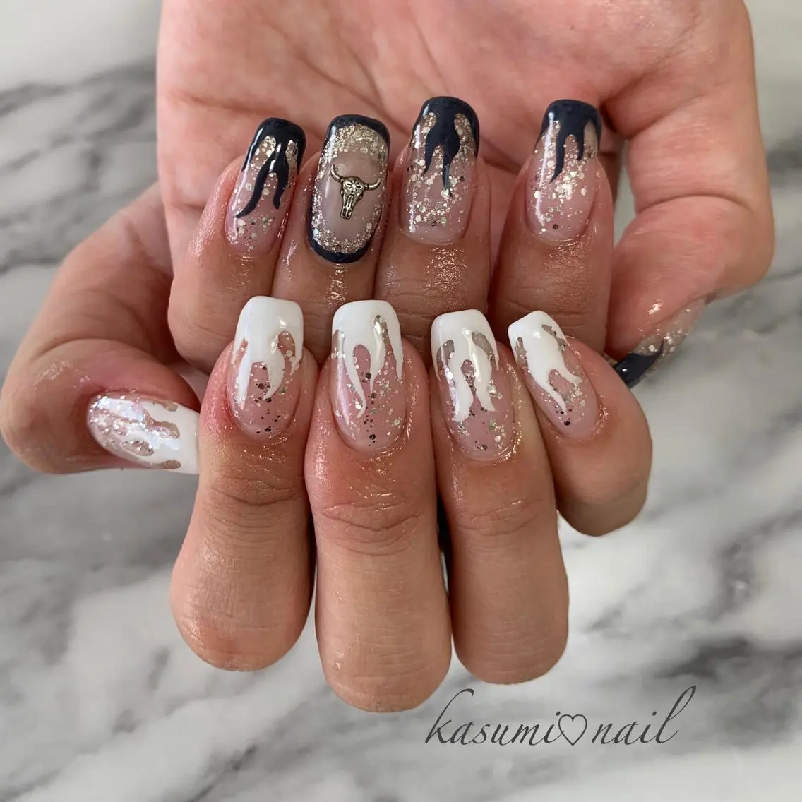 ネイル アートネイル フットネイル 大理石ネイル(マーブル) ミラーネイル ニュアンスネイル KASUMI♡ Nailのネイルデザイン