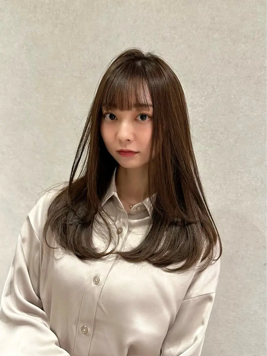 セミロング ヘアカラー トリートメント レイヤー/ハッシュ 渋谷/サッタのヘアスタイル