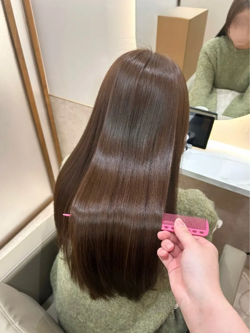 ロング 縮毛矯正 カット 縮毛矯正 レイヤー/透明感 🌷油科あい🌷のヘアスタイル