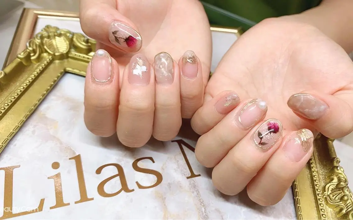 ネイル アートネイル クリアネイル ジェルネイル ハードジェル ラメ(グリッター) Lilas Nailのネイルデザイン