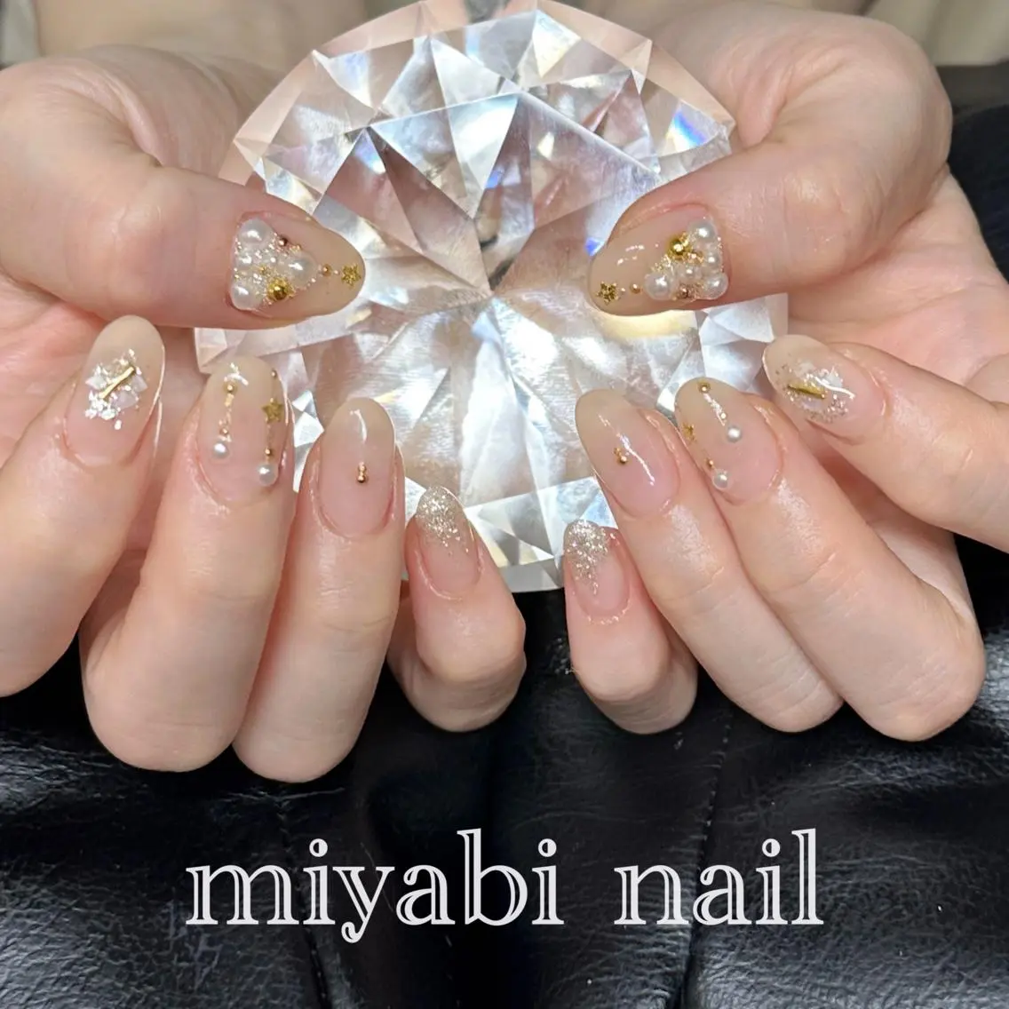 ネイル アートネイル ジェルネイル 持ち込み ホワイト 冬ネイル ハンドネイル miyabi nail 桂川駅近くのネイルデザイン