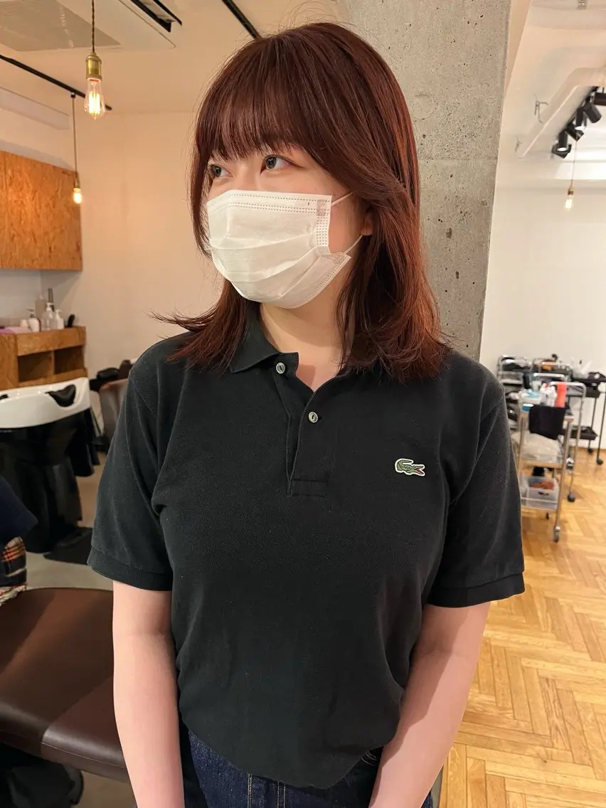 カラー ブリーチ ブラウンカラー ブリーチなしカラー レッドカラー 暖色/パーマ 🌼クニトウメイのヘアスタイル