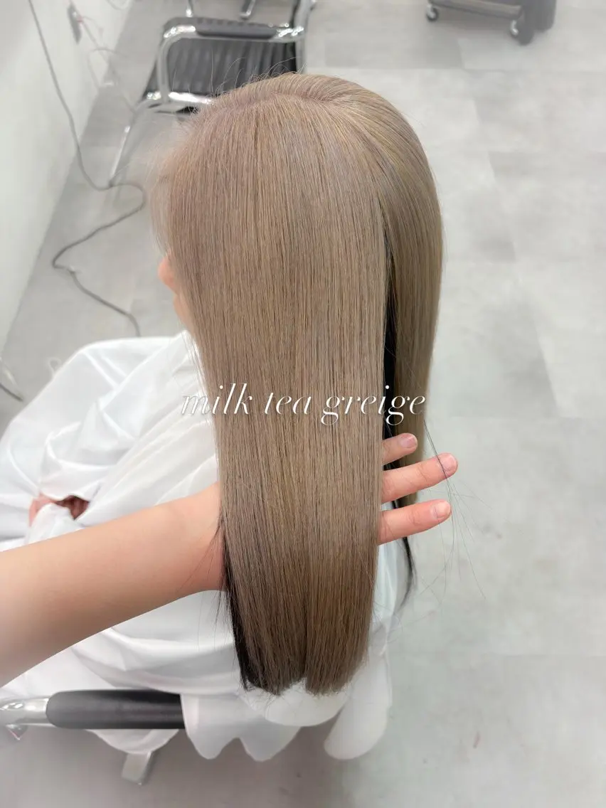 カラー グレージュ ミルクティーグレージュ Hz/ヘルツ SHIHOのヘアスタイル