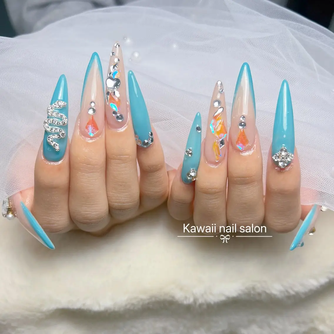 ネイル チークネイル ドット フレンチネイル 韓国ネイル レース Kawaii Nail Salonのネイルデザイン