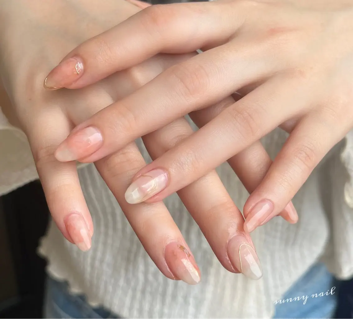 ネイル ジェルネイル ミラーネイル ニュアンスネイル パラジェル sunny nailのネイルデザイン