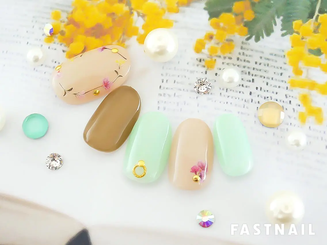 ネイル フラワーネイル ニュアンスネイル ワンカラーネイル パステルネイル 春ネイル FASTNAIL LOCO東大和店のネイルデザイン