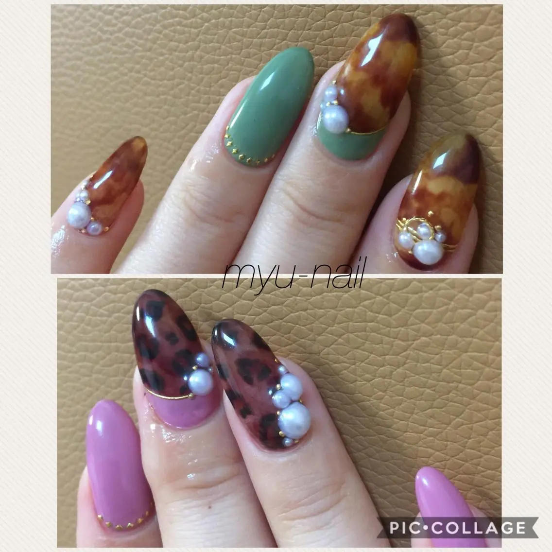 ネイル アニマル柄 アートネイル べっ甲ネイル ホームサロン myu-nailのネイルデザイン