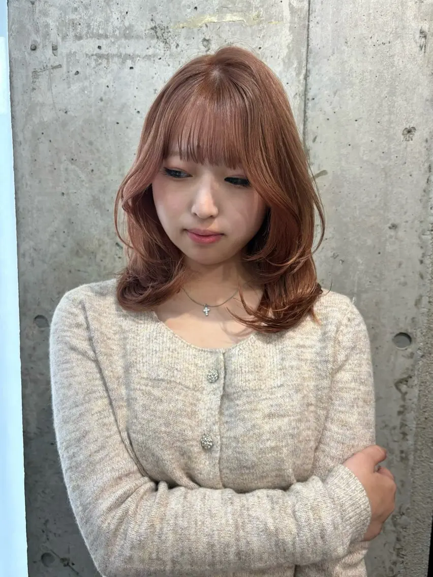 ミディアム ヘアカラー トリートメント ココロ♩ハイトーン/ 暖色  大名のヘアスタイル