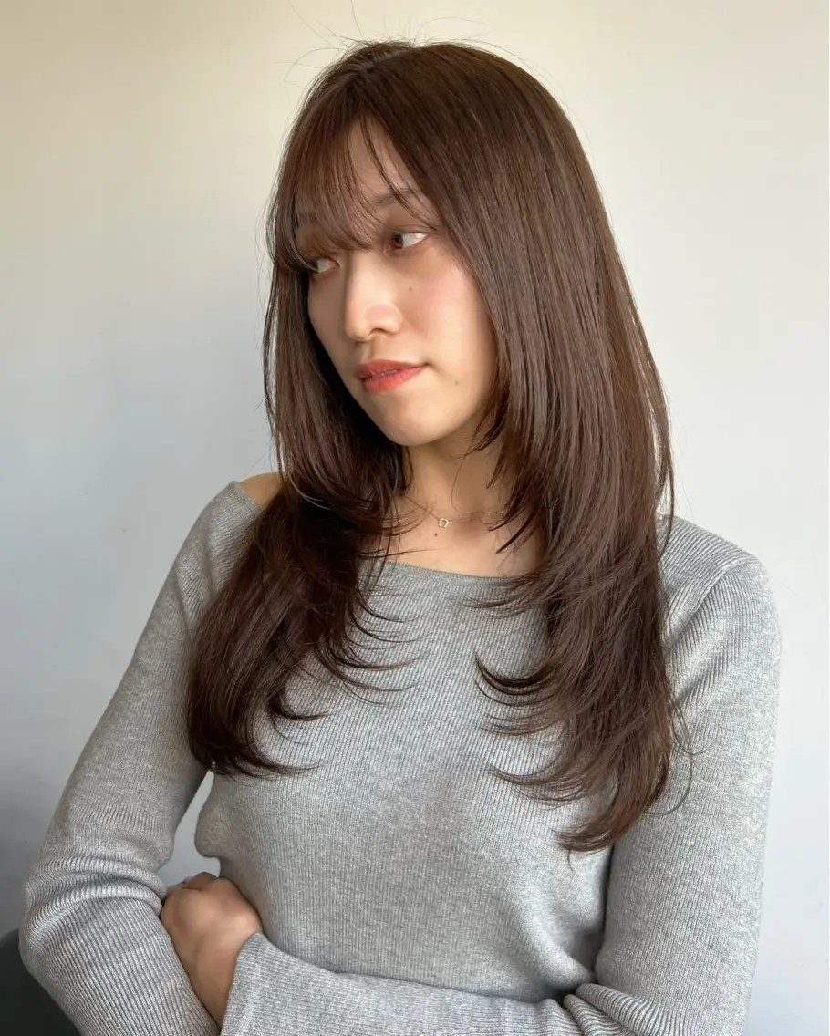 ロング カラー azumi/グレー ジュ/オリーブ/縮毛のヘアスタイル
