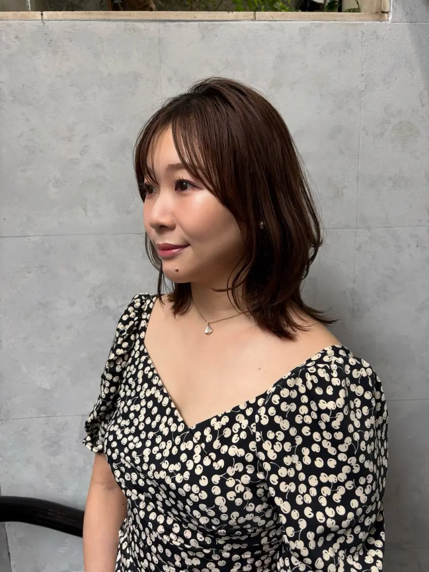 ミディアム カラー レイヤーカット カット ヘアカラー トリートメント ボブ×レイヤーカット 透明感カラー/Fuuのヘアスタイル