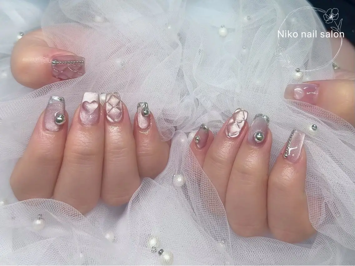 ネイル チークネイル 長さ出し フラッシュネイル フットネイル フレンチネイル Nikoネイルサロン 上野店のネイルデザイン