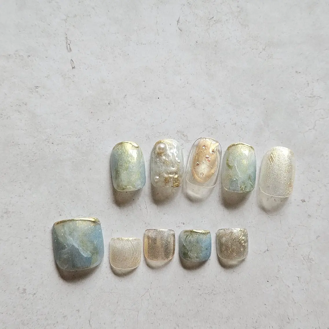 ネイル 大理石ネイル(マーブル) 夏ネイル ハンドネイル Nailsalon manoのネイルデザイン
