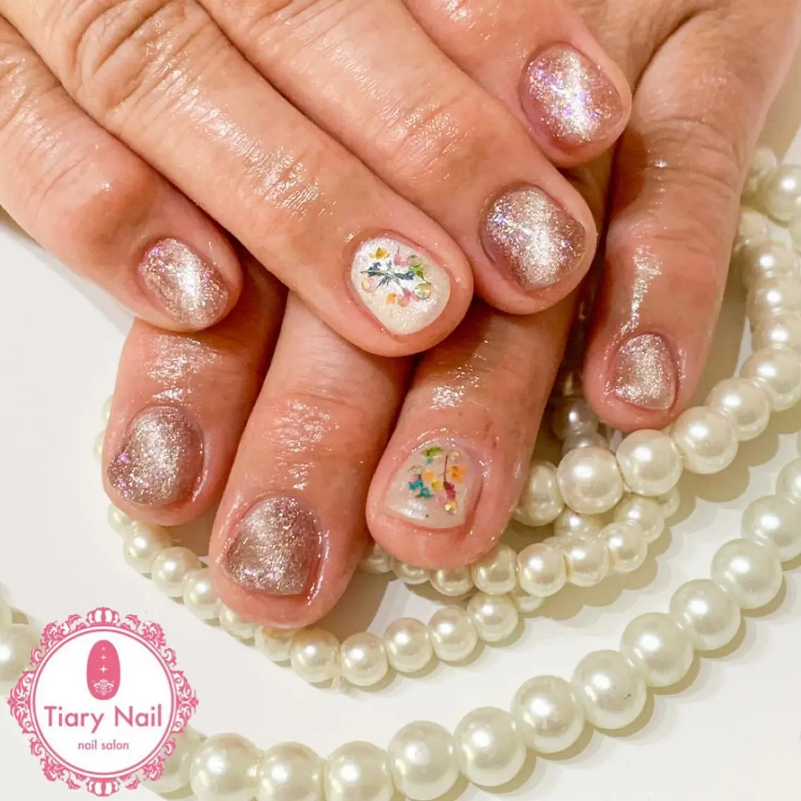 ネイル 桜ネイル クリアネイル フットネイル ジェルネイル キラキラネイル 💗🪽Tiary Nail🪽💗のネイルデザイン