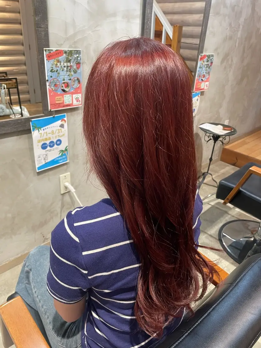 カラー ブリーチ 透明感カラー ダブルカラー レッドカラー ヘアカラー 🐾及部 あんな/ お悩み解決🐾のヘアスタイル