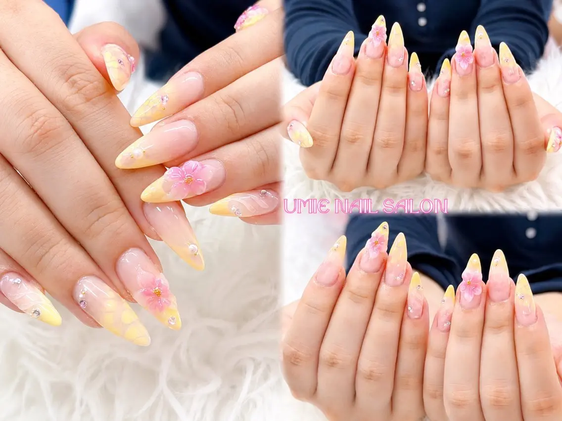 ネイル フットネイル フレンチネイル ジェルネイル ガラスフレンチ マグネットネイル UMIE NAIL SALONのネイルデザイン