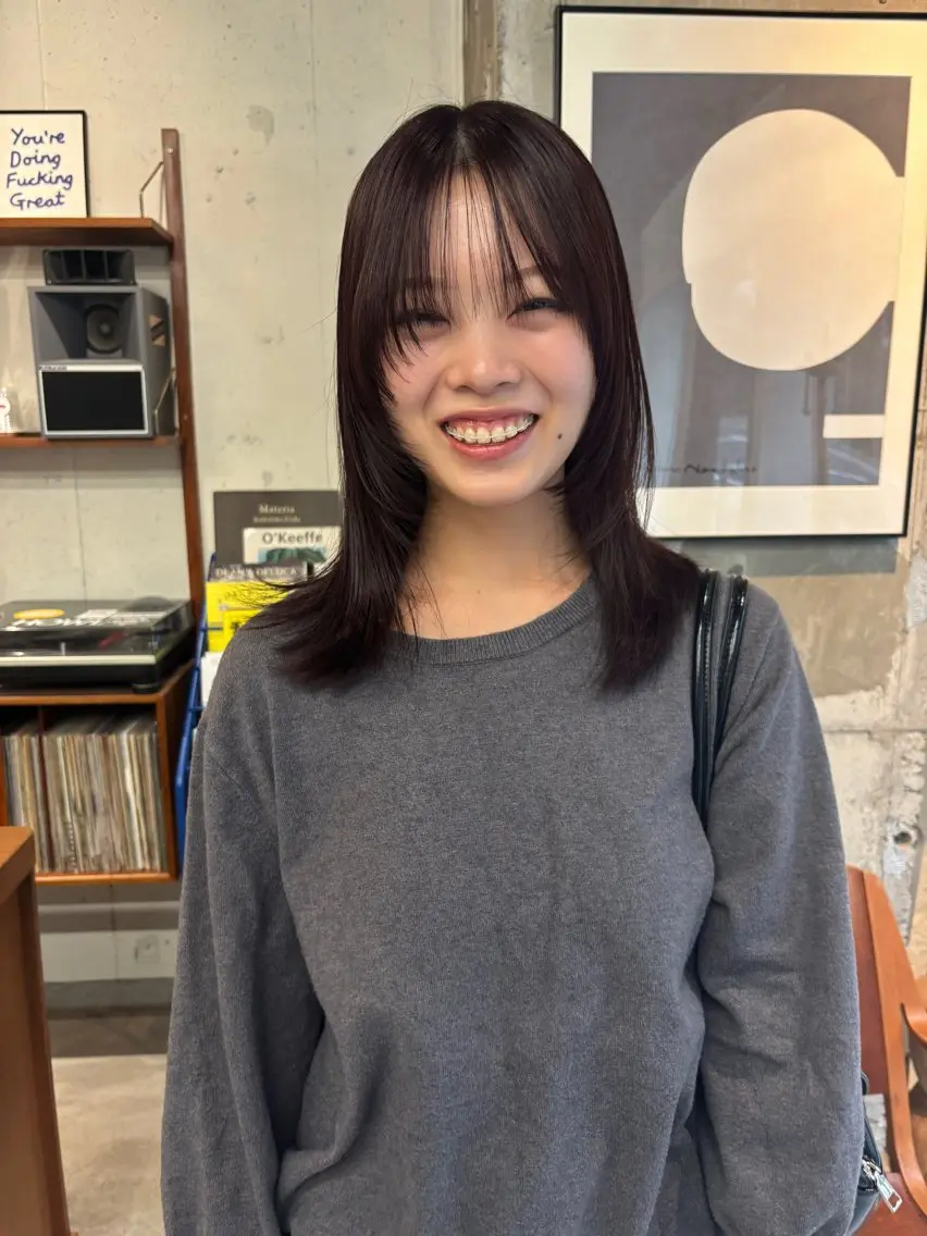 ミディアム カラー カット ヘアカラー 永田 愛莉のヘアスタイル