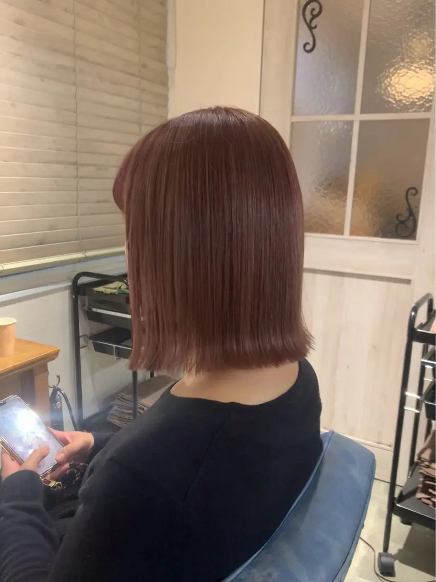 ミディアム カラー ベージュカラー ピンクカラー ピンクベージュ ヘアカラー トリートメント ムラヨシ ショータのヘアスタイル