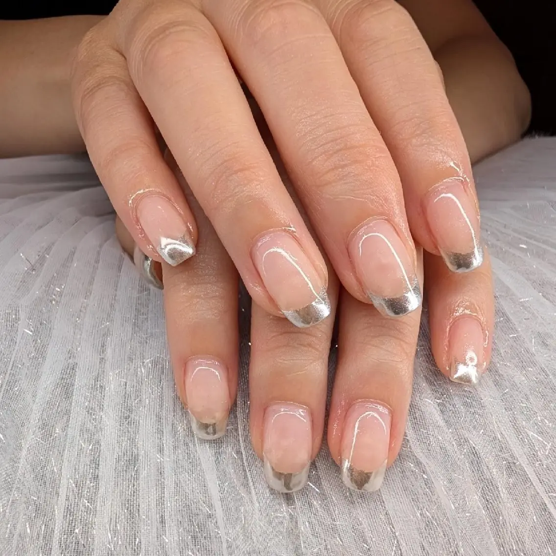 ネイル フレンチネイル ミラーネイル シンプルネイル ハンドネイル 中田 巴菜のネイルデザイン