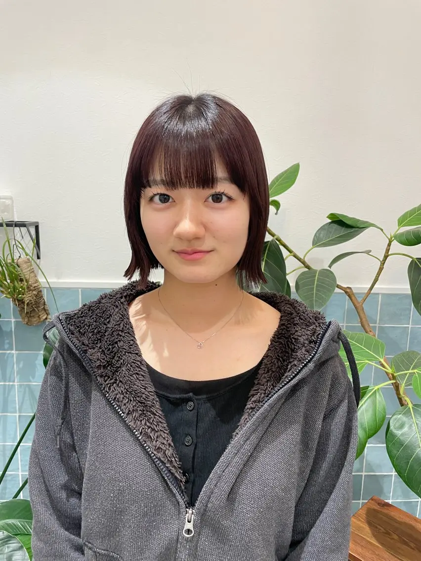 ショート カラー 切りっぱなしボブ ブラウンカラー ラベンダーカラー ラベンダーブラウン ボブ カット 🕊髪質改善 ストレート🕊まいのヘアスタイル
