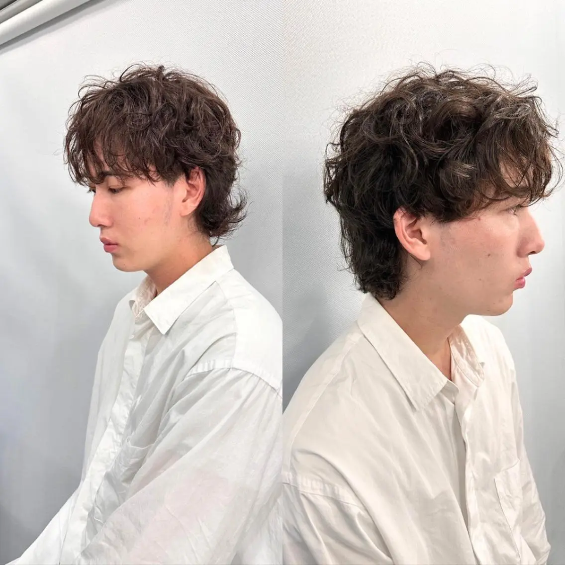 ミディアム パーマ メンズ ミディアムパーマ ビジネス メンズパーマ メンズウルフカット くせ毛 カット Endearing 銀座/レイヤーカットのヘアスタイル