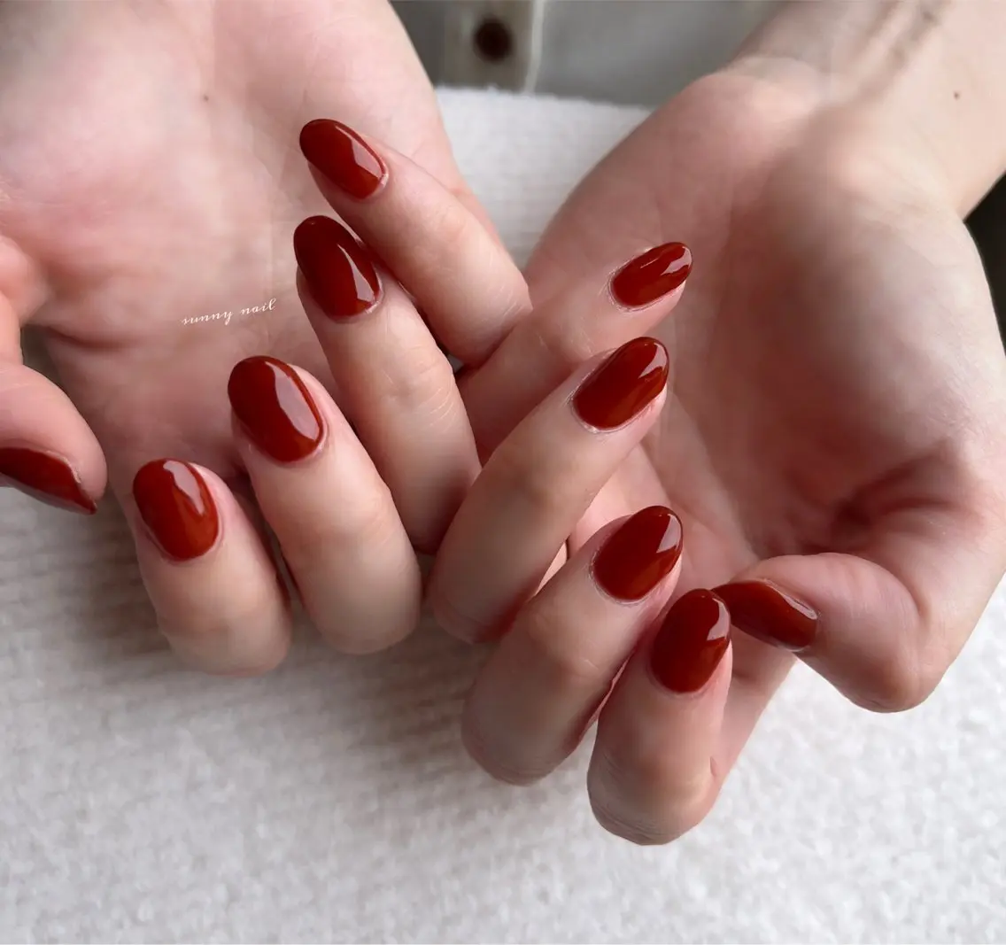 ネイル ブラウン ジェルネイル ワンカラーネイル パラジェル sunny nailのネイルデザイン