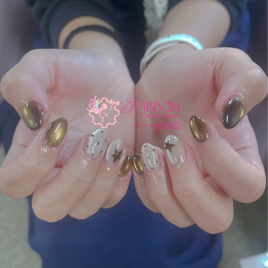 ネイル フットネイル フレンチネイル ジェルネイル マグネットネイル 持ち込み ハンドネイル Ribbonnail salonのネイルデザイン